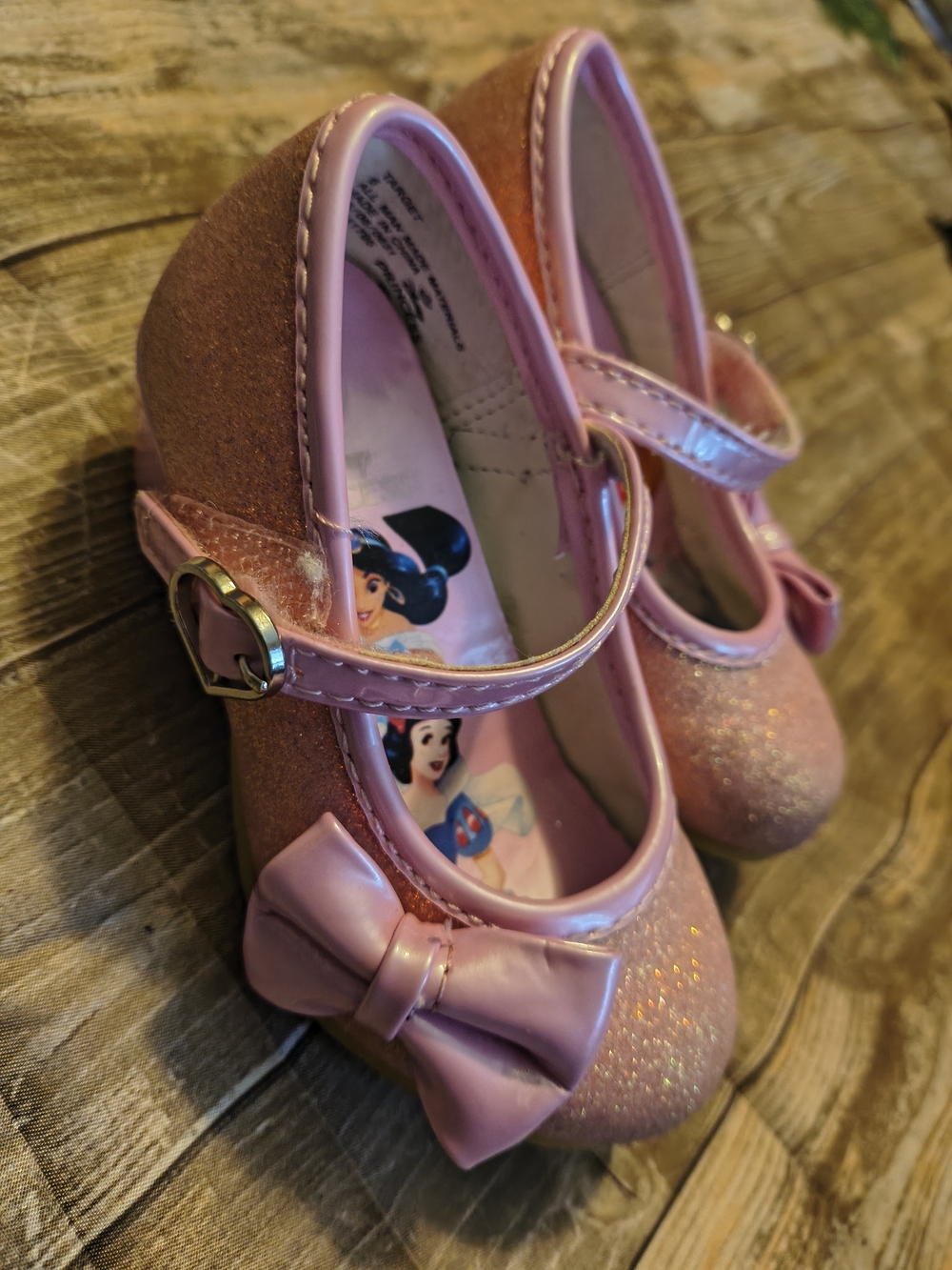 Disney Pink Glitter Mary Jane Dress Shoes with Bow